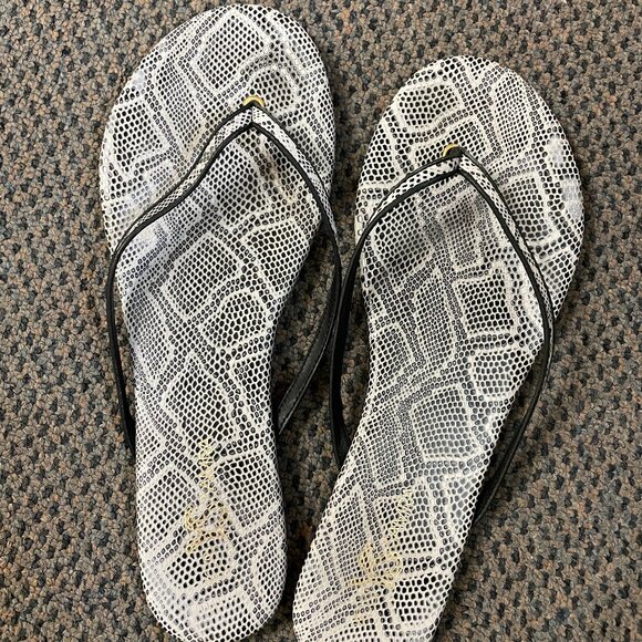 Yosi Samra Leather Flip Flops Snakeskin print size‎ 11 - Picture 1 of 4
